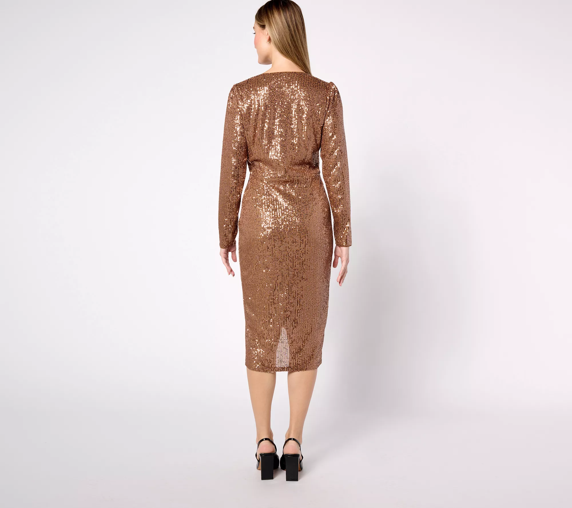 "As Is" Isaac Mizrahi Live! Regular Always Isaac Sequin Wrap Dress