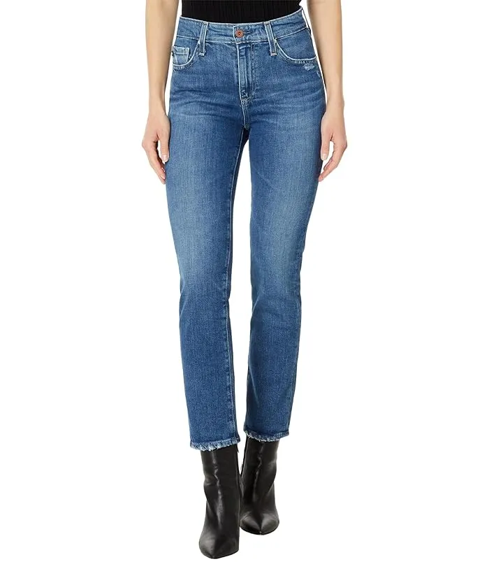 AG Jeans Mari High Rise Slim Straight Crop Jean in Alibi Destructed