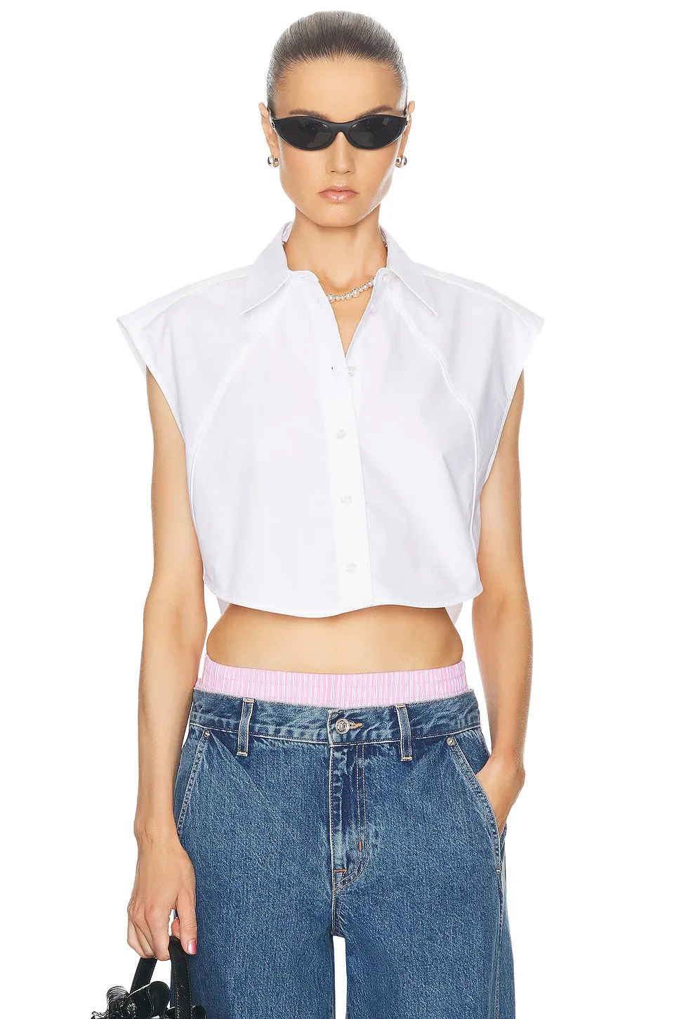 Alexander Wang Sleeveless Button Up Top