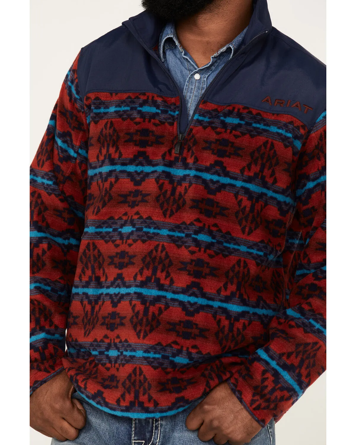 Ariat Men's Ocean Depths Southwestern Print Basis 2.0 1/4 Zip Front Fleece Pullover