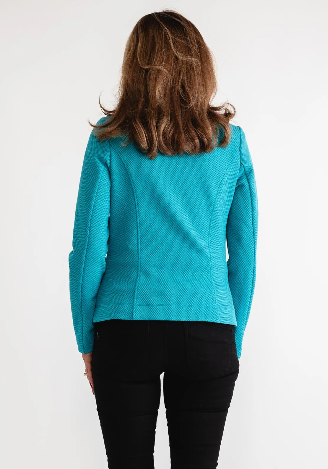 Barbara Lebek Zip Up Waffle Jacket, Turquoise