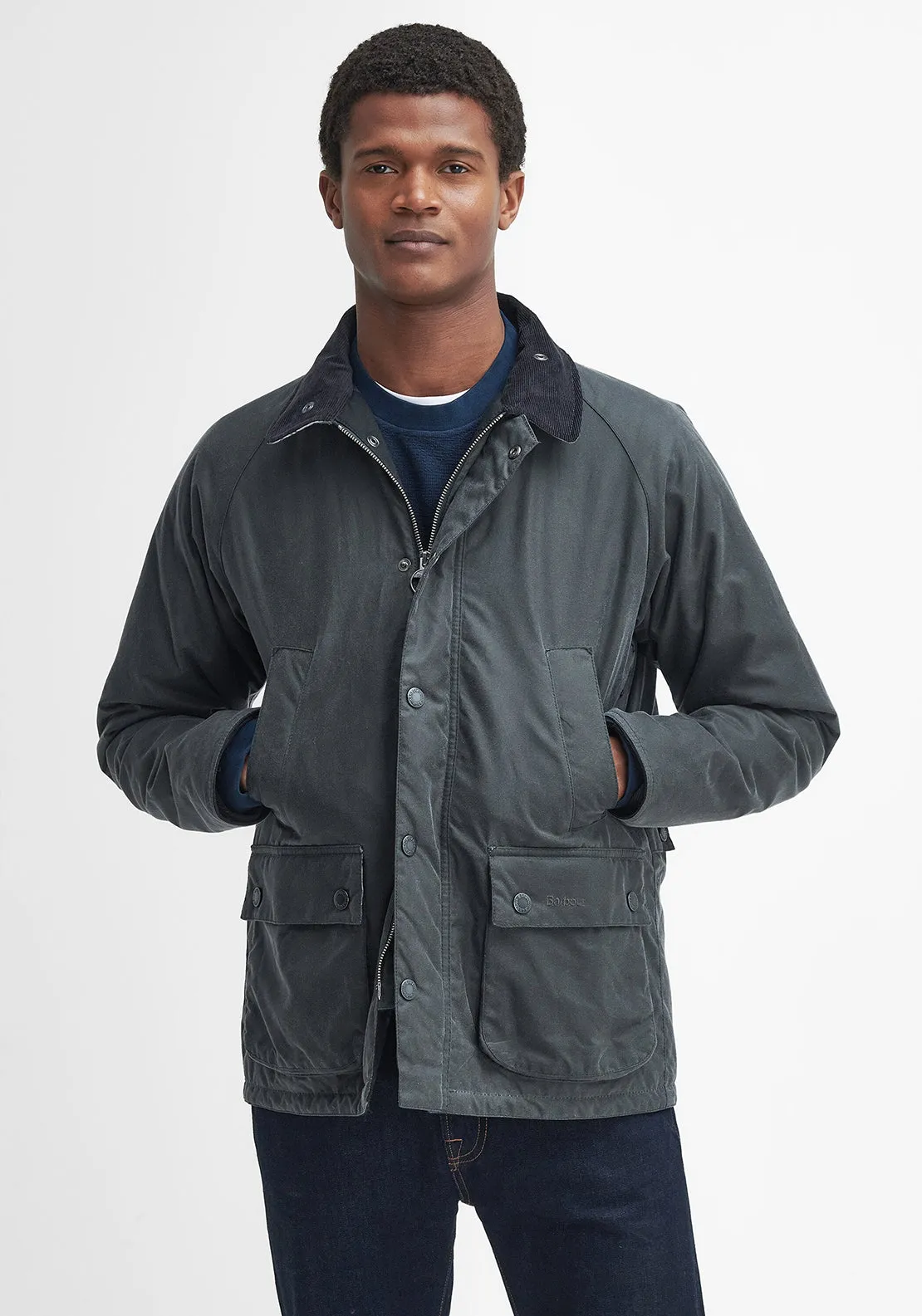 Barbour Ambleside Wax Jacket, Grey Blue