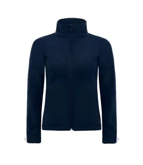 B&C Womens Hooded Premium Softshell Jacket (Windproof, Waterproof & Breathable) (Navy Blue) - UTBC2004