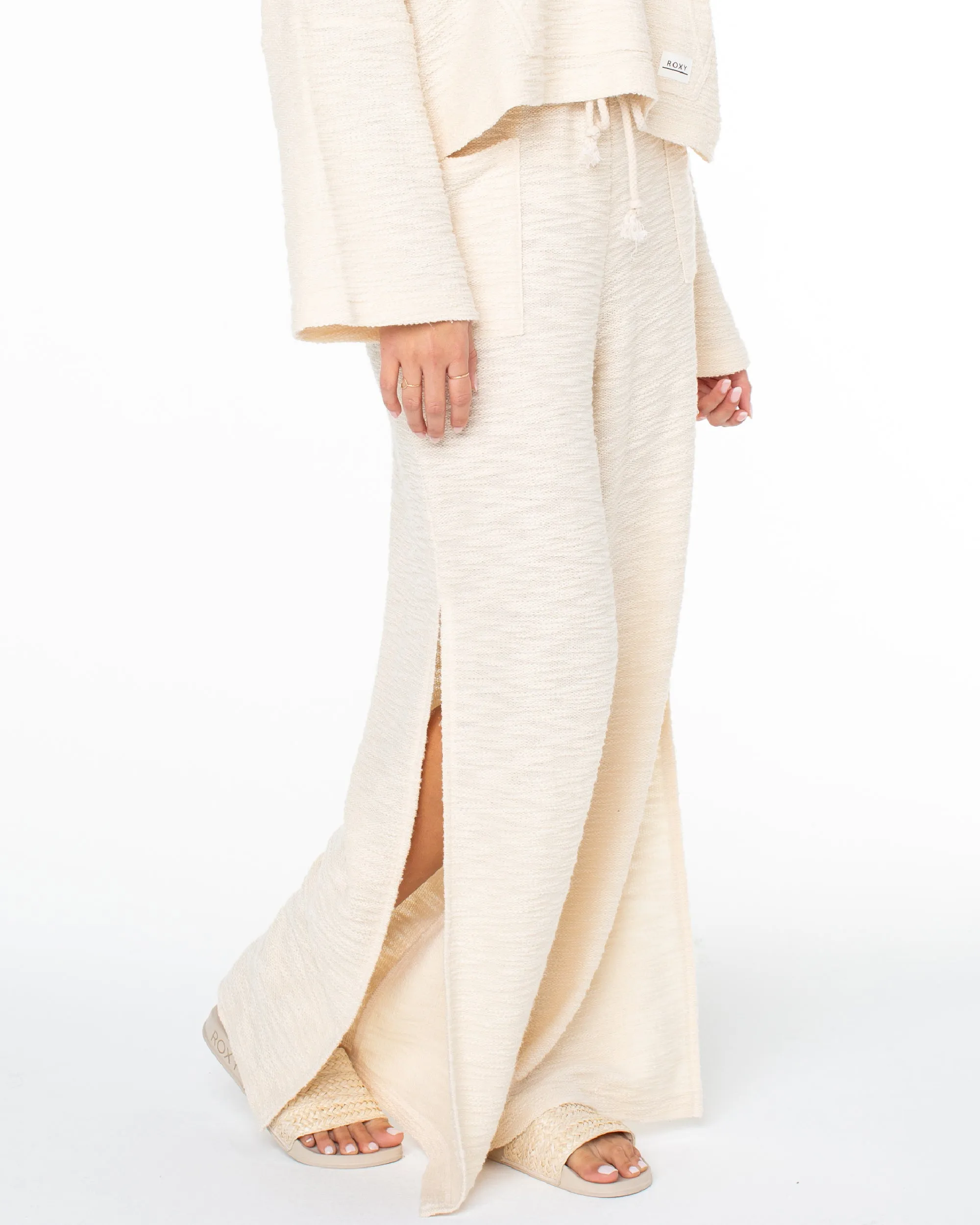 Beach Breeze Side-Slit Wide Leg Pants - Parchment