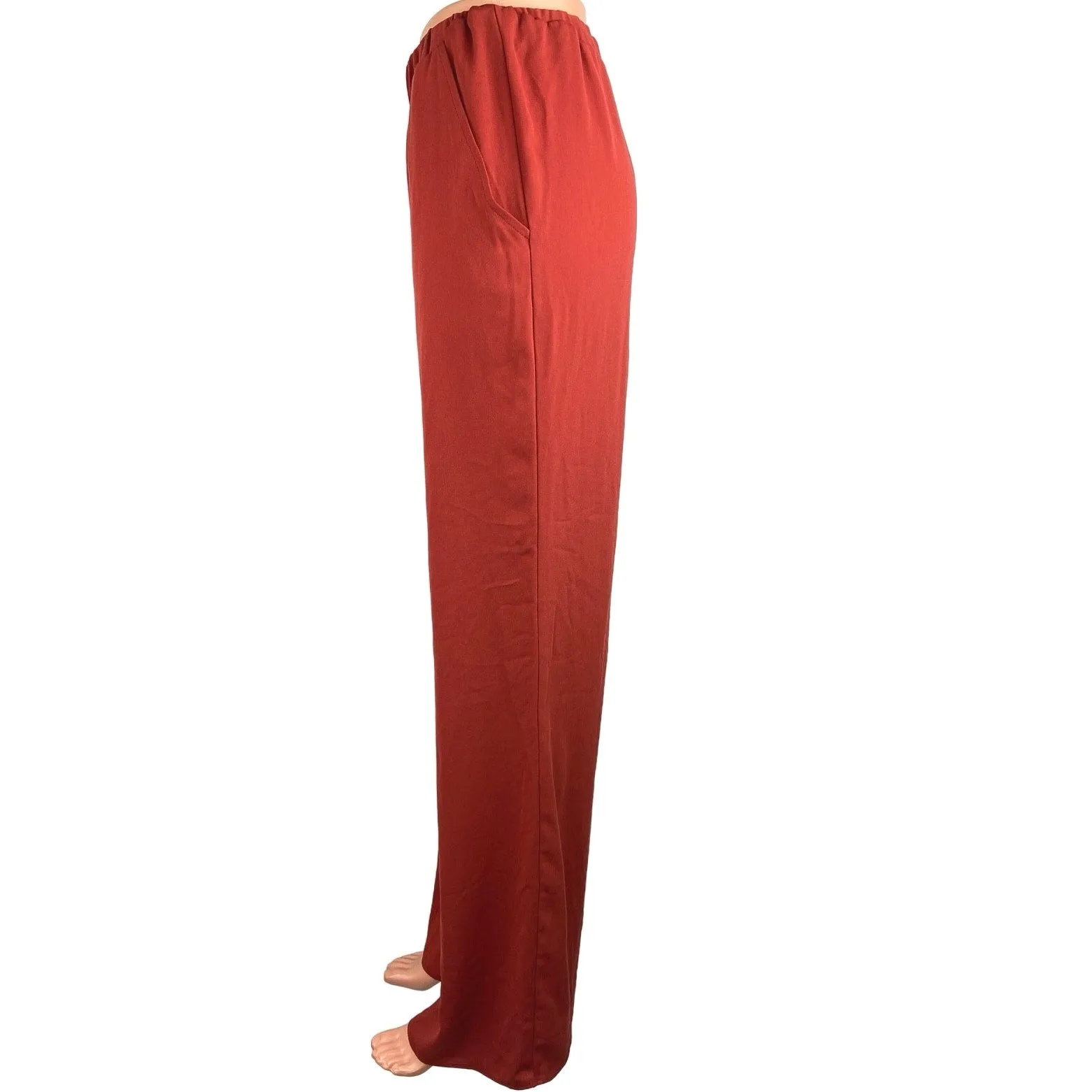 BOLD Elements Cut to Curve Red Straight Wide Leg Elastic Waist Trouser Pants XL