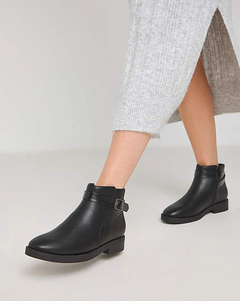 Buckle Detail Ankle Boot Standard Fit