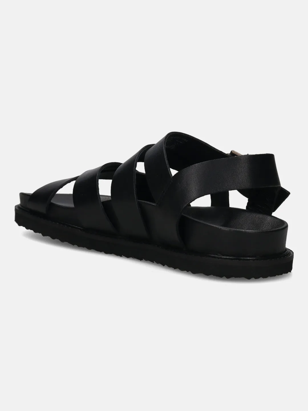 bugatti Black Back Strap Sandals