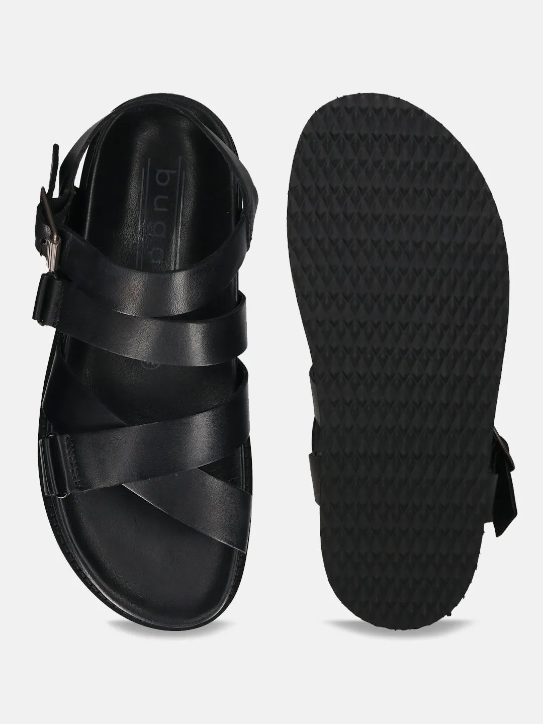 bugatti Black Back Strap Sandals