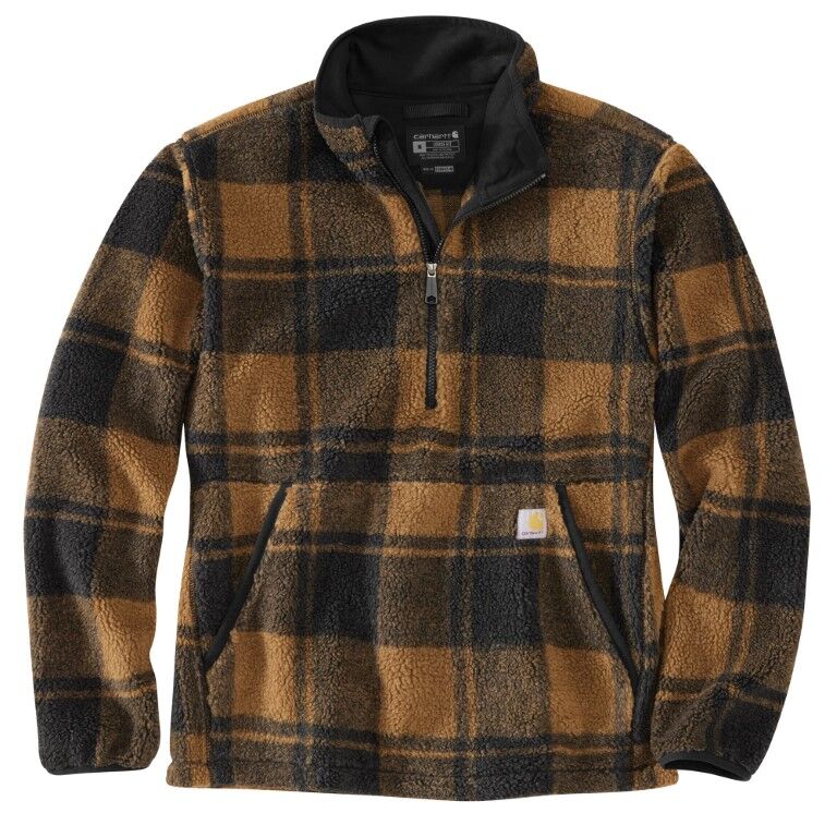 Carhartt Men's Loose Fit Fleece Pullover in Carhartt Brown/Black Plaid