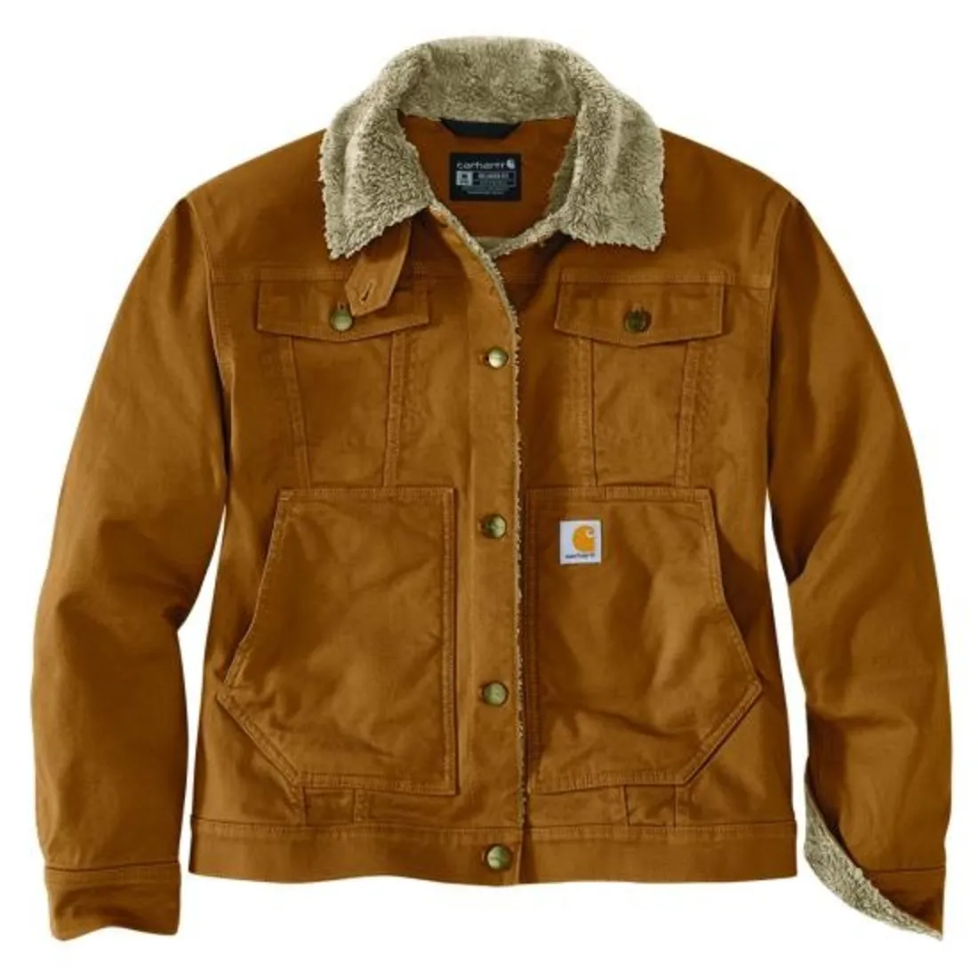 Carhartt Women's Rugged Flex Loose Fit Canvas Sherpa-Lined Jacket 