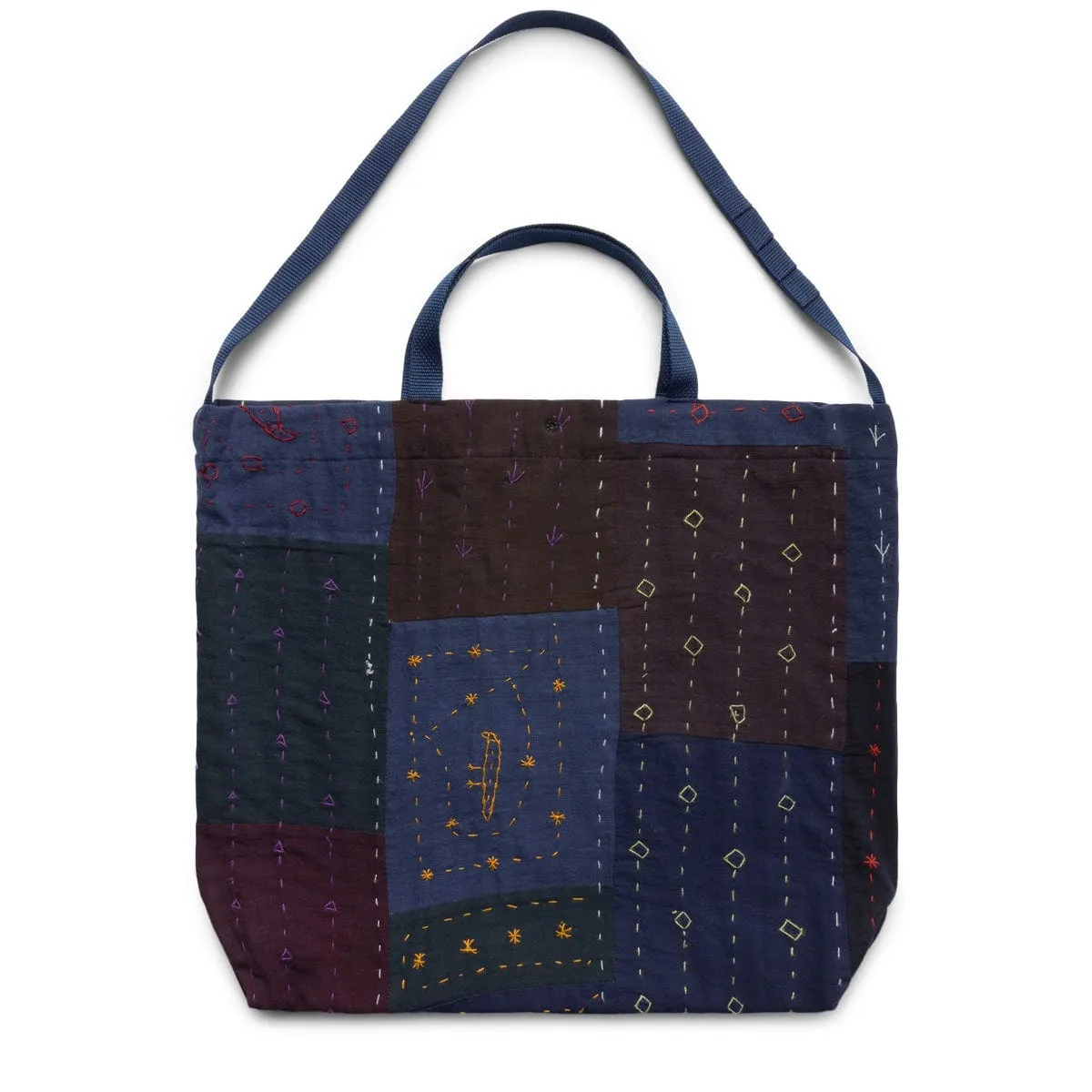 CARRY ALL TOTE NAVY SQUARE HANDSTITCH | Bodega