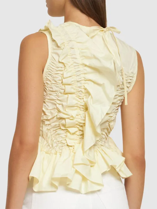 Cecilie Bahnsen   Geo sleeveless ruffled cotton top 