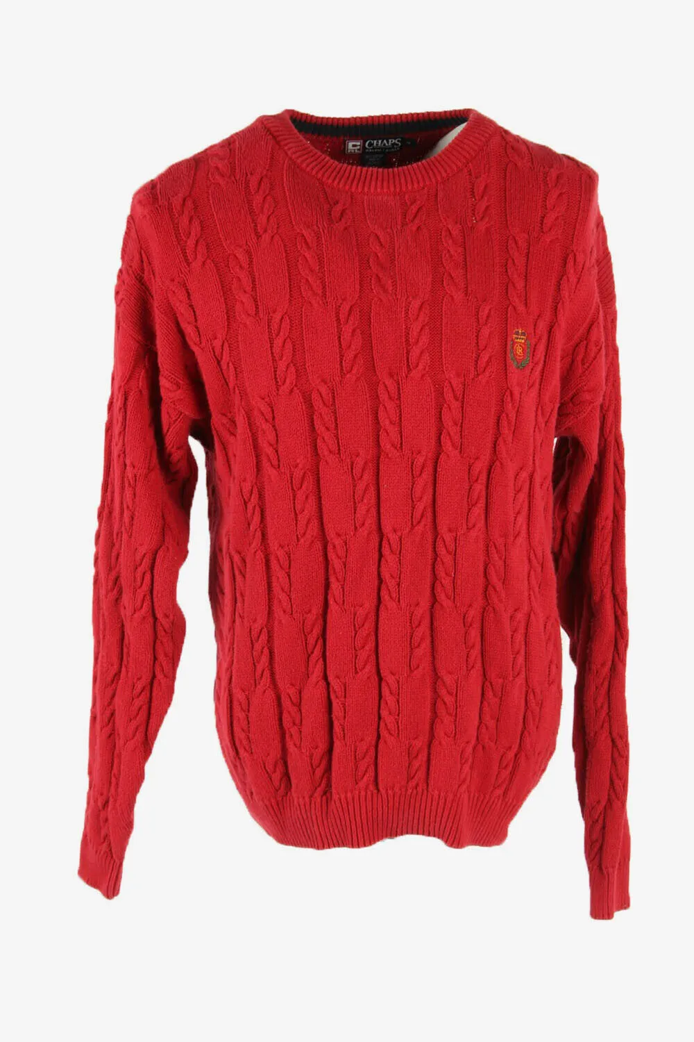 Champs Cable Knit Jumper Vintage Crew Neck Pullover 90s Red Size M - Pepper Tree London