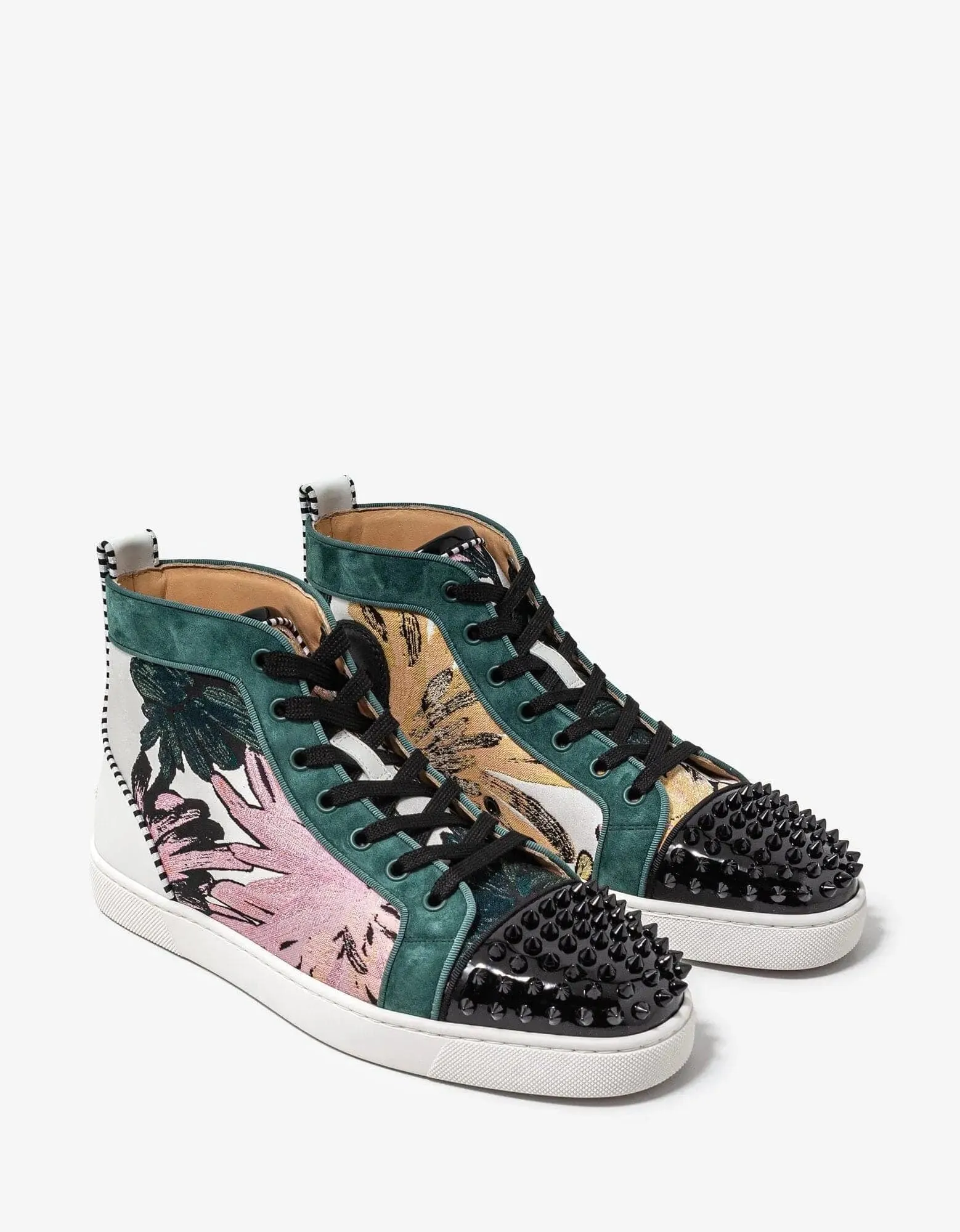 Christian Louboutin Lou Spikes Orlato Hanabi Floral Print High Top Trainers