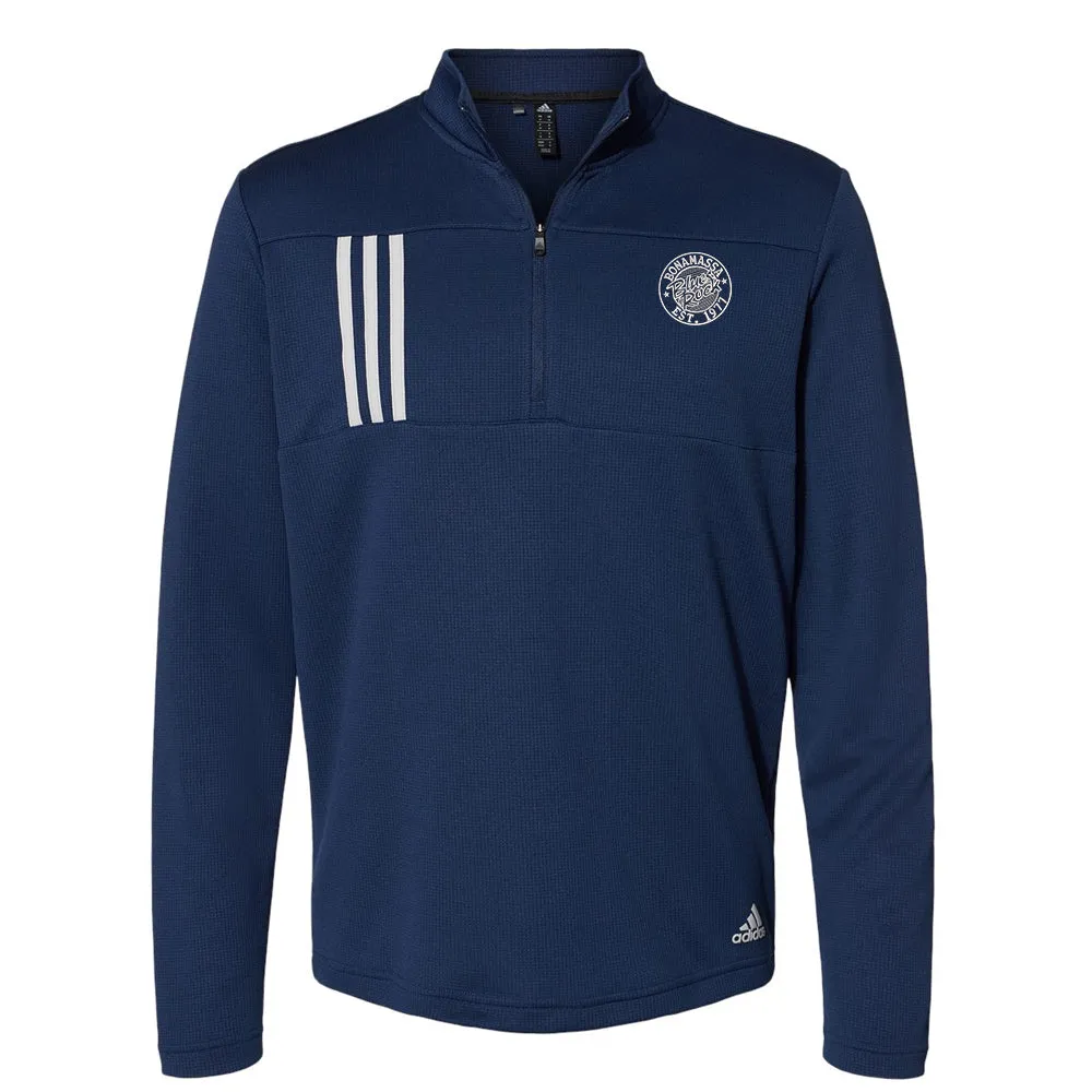 Classic Blues Rock Adidas Double Knit 1/4 Zip Pullover (Men)