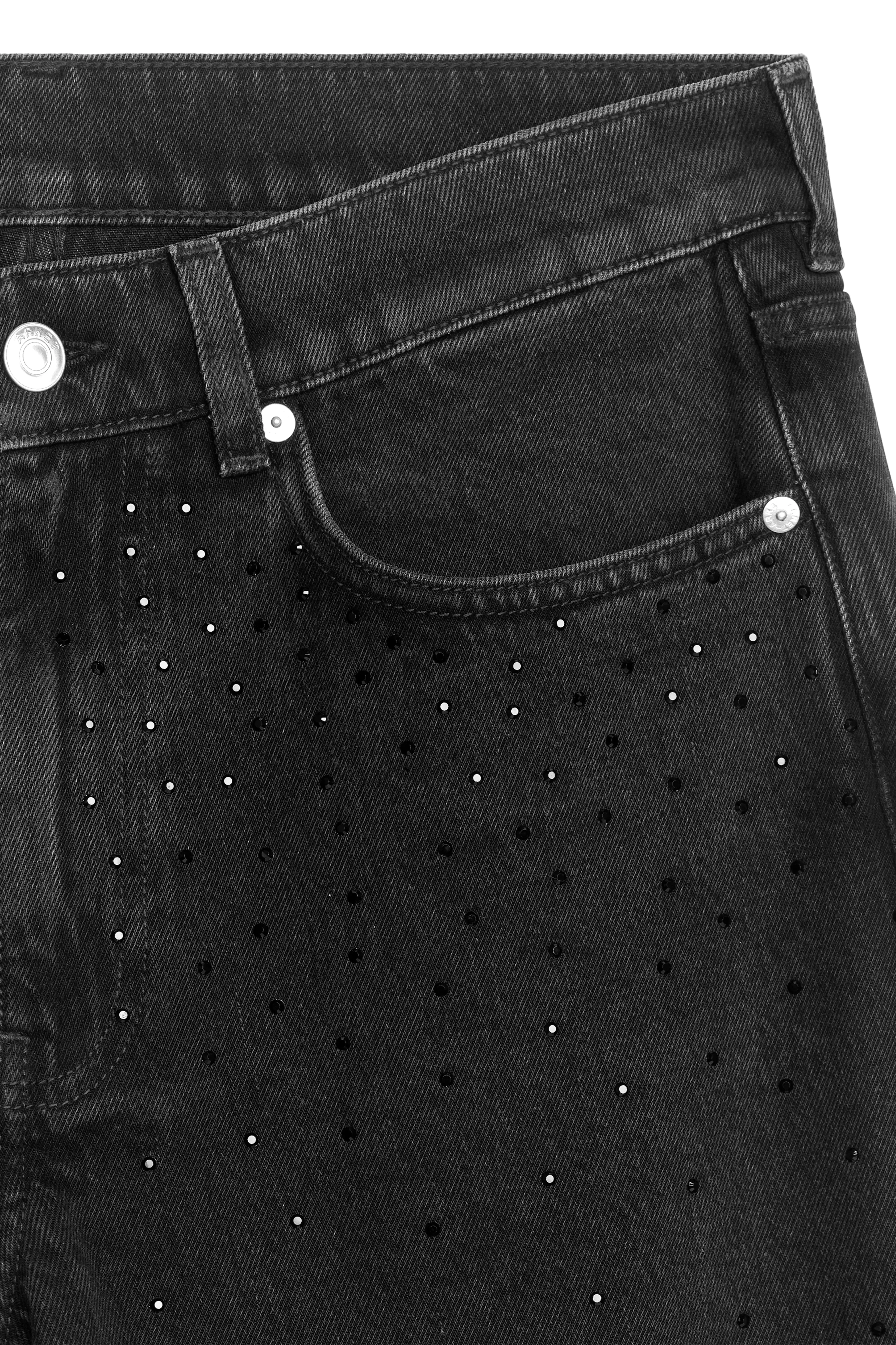 CLOUD Rhinestone Loose Jeans - Low waist - Long - Black - Ladies | H&M GB