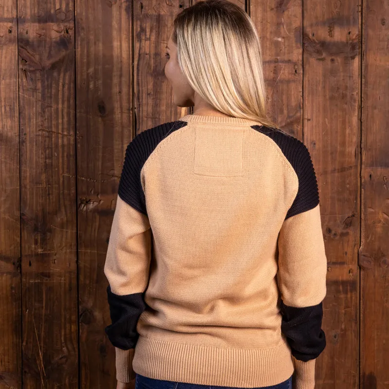 Colourblock Ribbed Pullover Camel