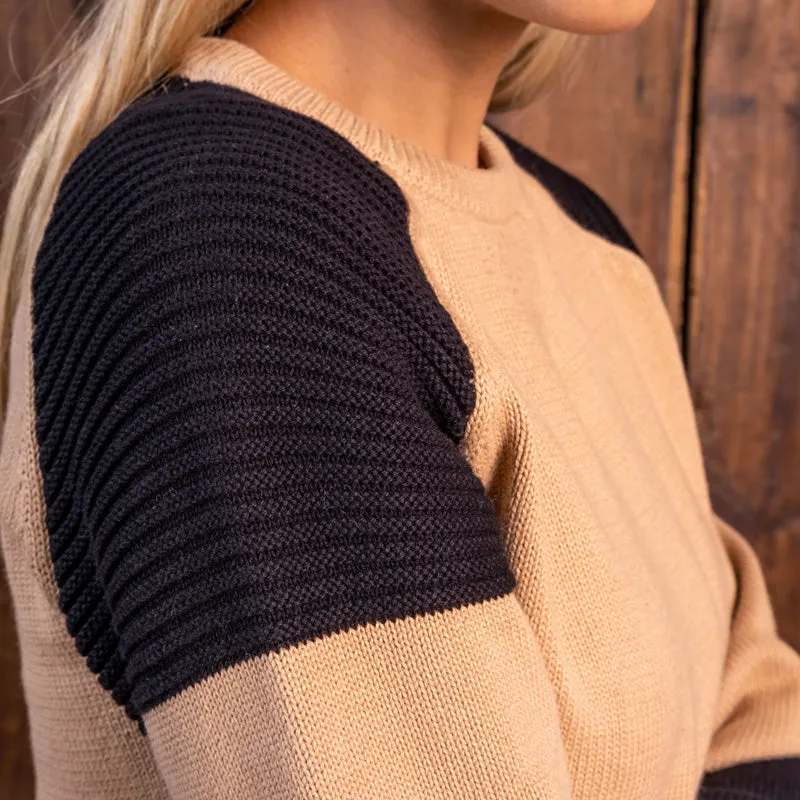 Colourblock Ribbed Pullover Camel