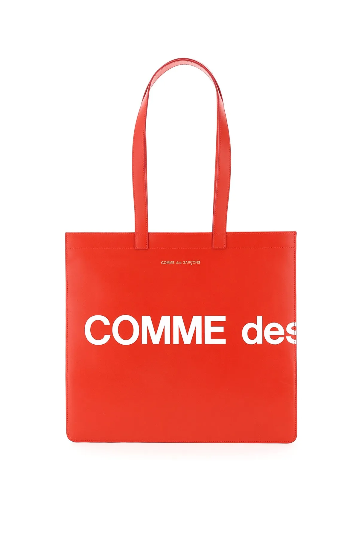 COMME DES GARONS PLAY Logo Print Leather Tote Handbag