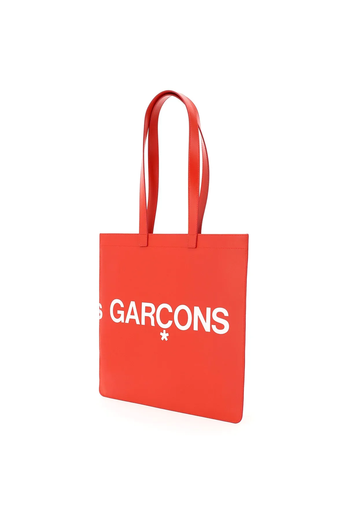 COMME DES GARONS PLAY Logo Print Leather Tote Handbag