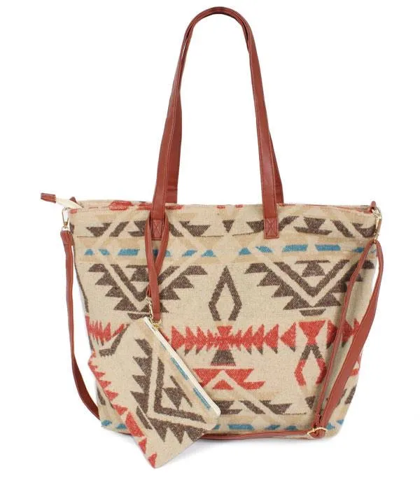 Cream Aztec Print 2 in 1 Tote