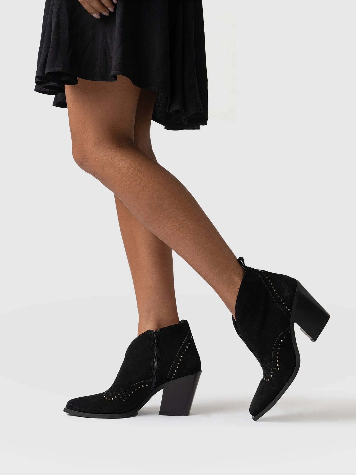 Dallas Studded Ankle Boot - Black