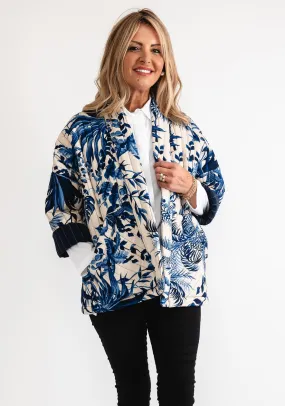 D.e.c.k by Decollage Tropical Print Quilted Jacket, Navy