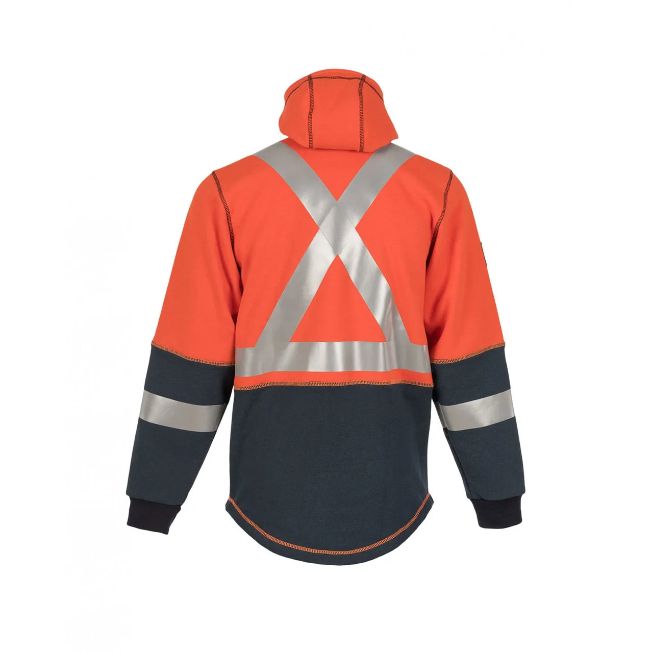 DragonWear FR Non-ANSI Hi Vis Orange Navy Bottom X-Back Elements Lightning Made in USA Jacket DFML135