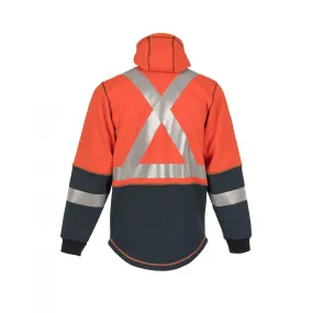 DragonWear FR Non-ANSI Hi Vis Orange Navy Bottom X-Back Elements Lightning Made in USA Jacket DFML135