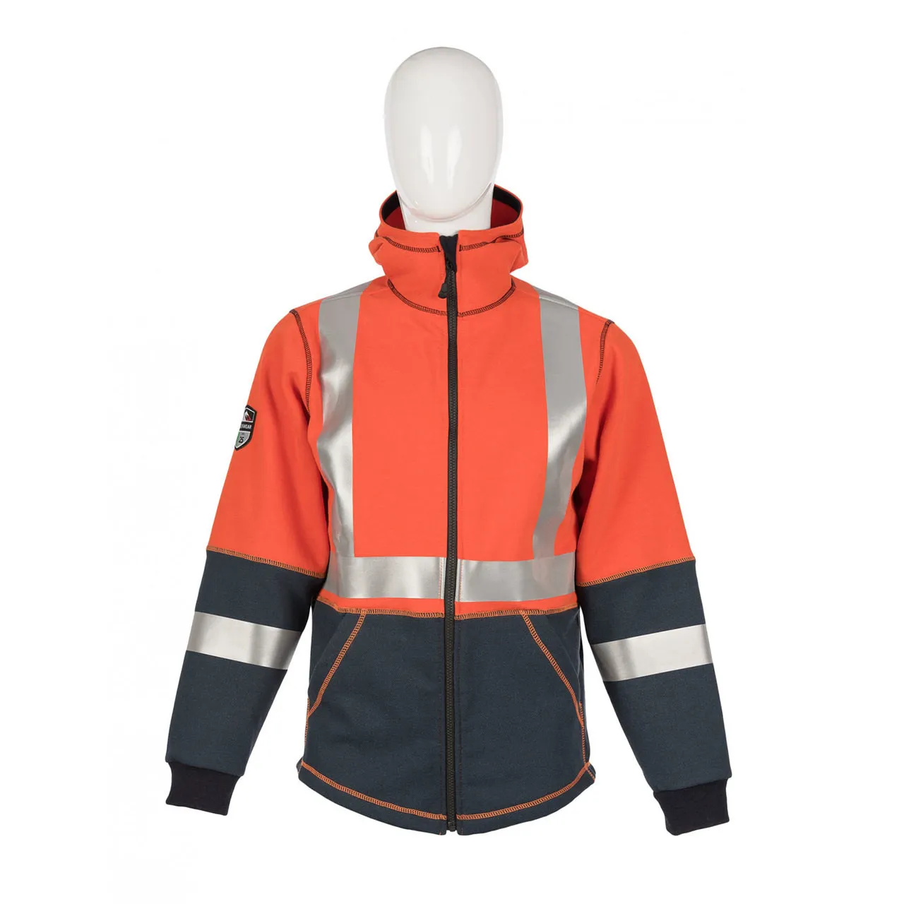 DragonWear FR Non-ANSI Hi Vis Orange Navy Bottom X-Back Elements Lightning Made in USA Jacket DFML135