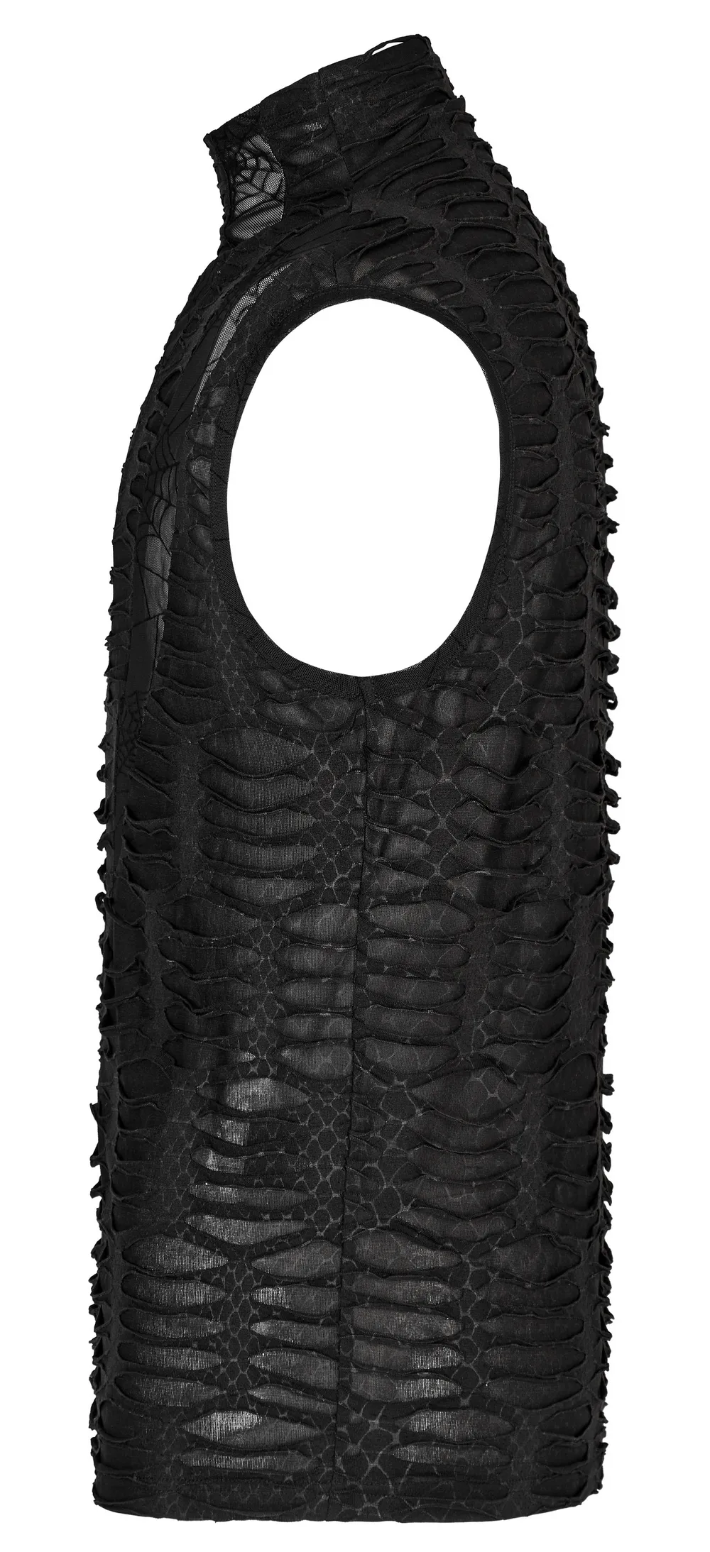 Edgy Men's Asymmetric Mesh Sleeveless Gothic Top