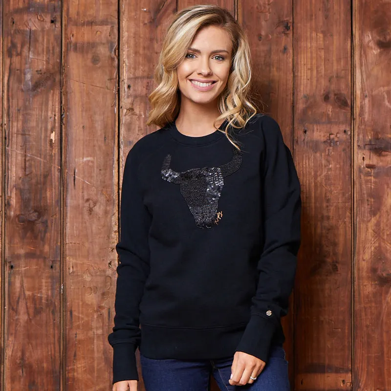 Embellished Skull Pullover Sweatshirt Mamba