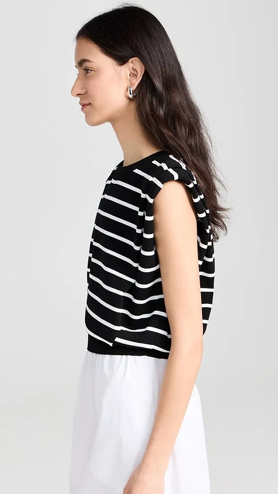 endless rose   Stripe Sleeveless Pleated Knit Top 