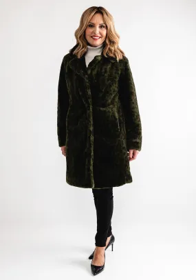 Etage Leopard Faux Fur Jacket, Green