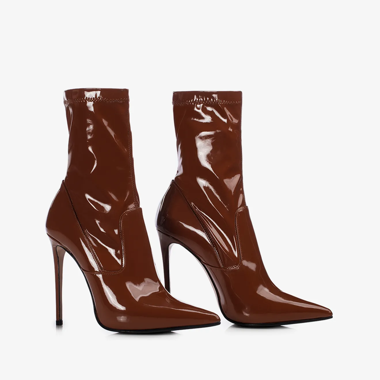 EVA ANKLE BOOT 120 mm Brick brown vinyl ankle boot