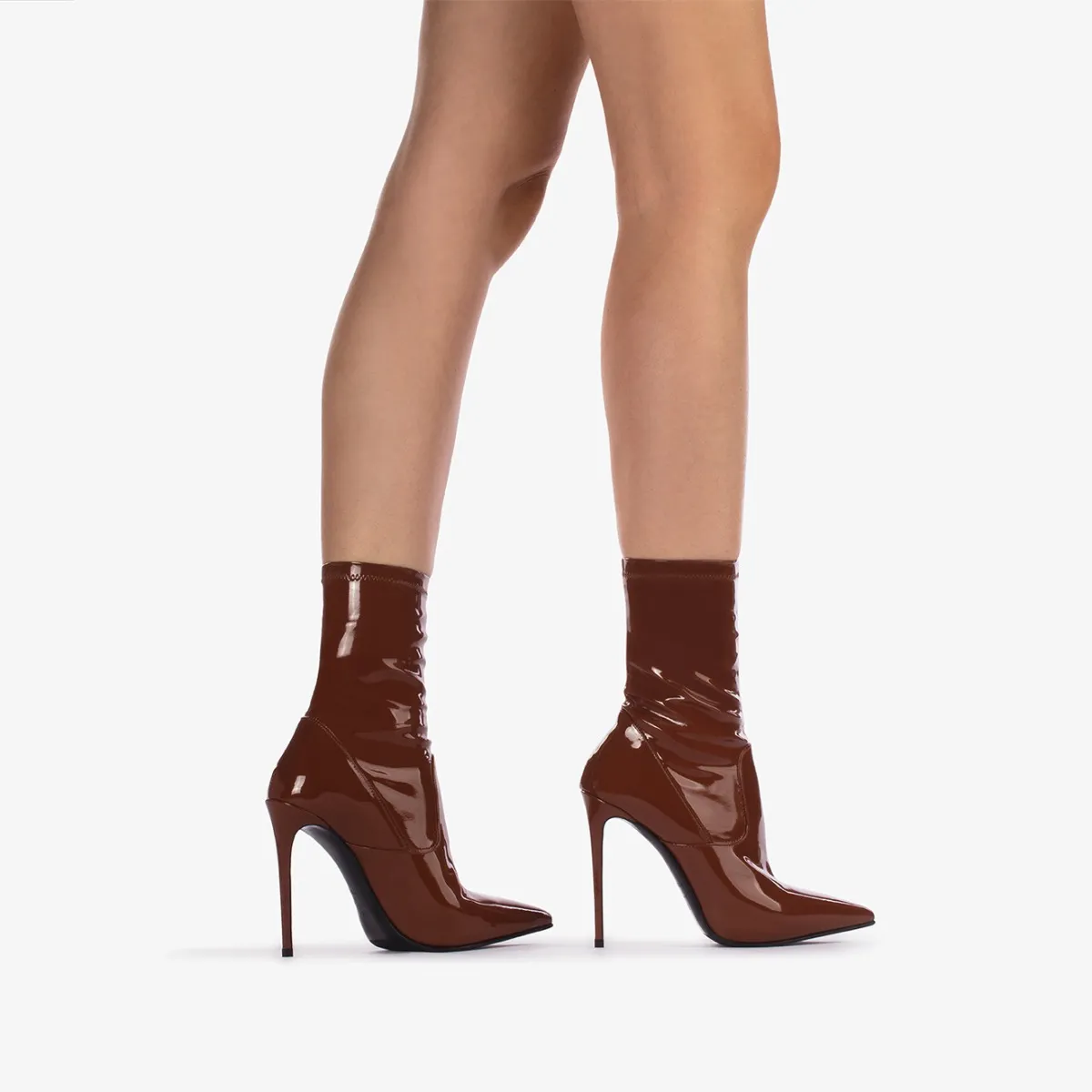 EVA ANKLE BOOT 120 mm Brick brown vinyl ankle boot