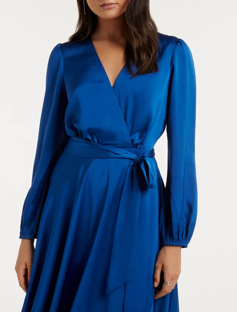 EverNew Marilyn Satin Wrap Midi Dress