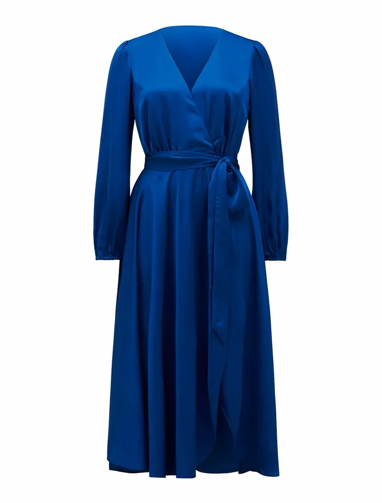 EverNew Marilyn Satin Wrap Midi Dress