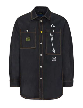 EVISU x Jean Michel Basquiat Untitled Denim Shirt Jacket