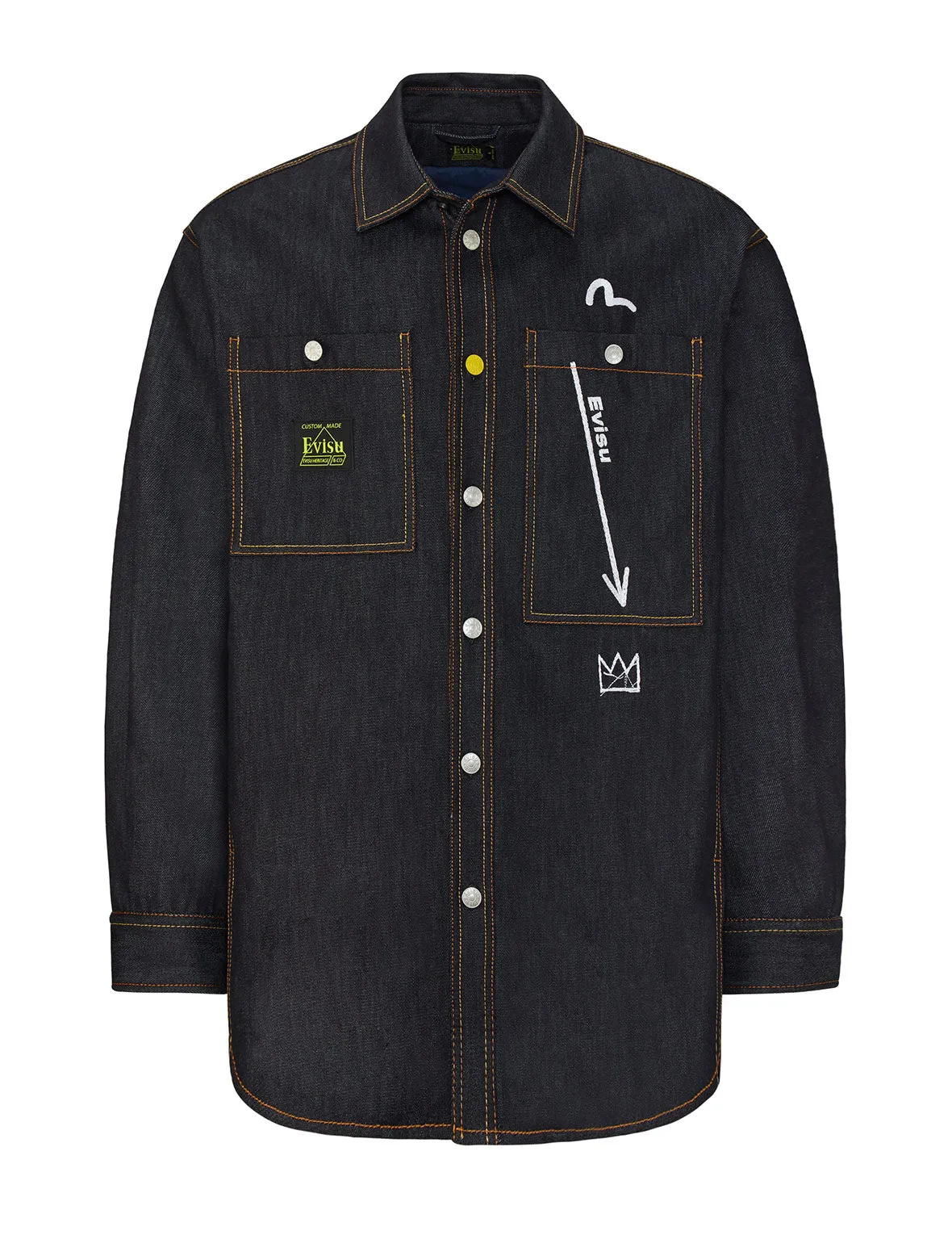 EVISU x Jean Michel Basquiat Untitled Denim Shirt Jacket