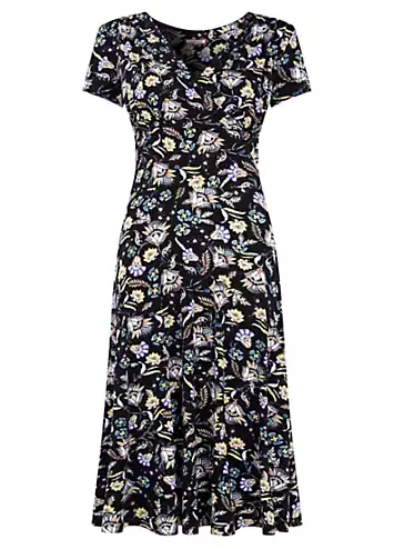 Floral Wrap Front Knee-Length Jersey Dress by Joe Browns | Look Again