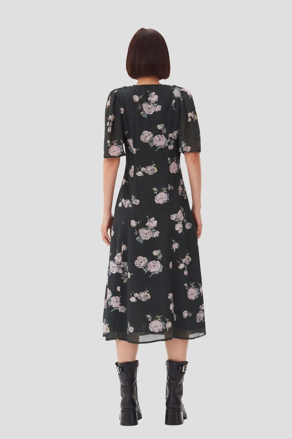 Fluid Crepe Wrap Midi Dress - Climbing Ivy