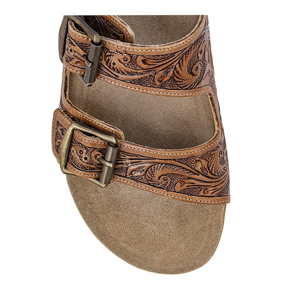 Footo Western Hand-Tooled Sandals