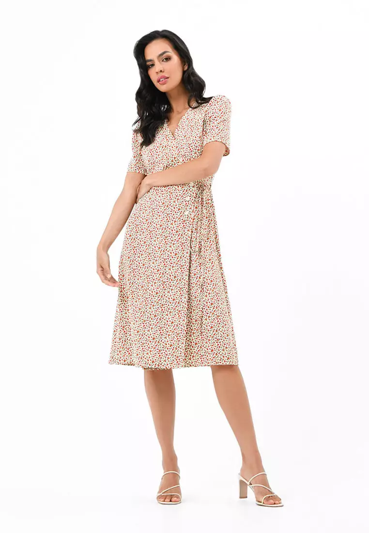 FORCAST FORCAST Marigold Floral Wrap Dress