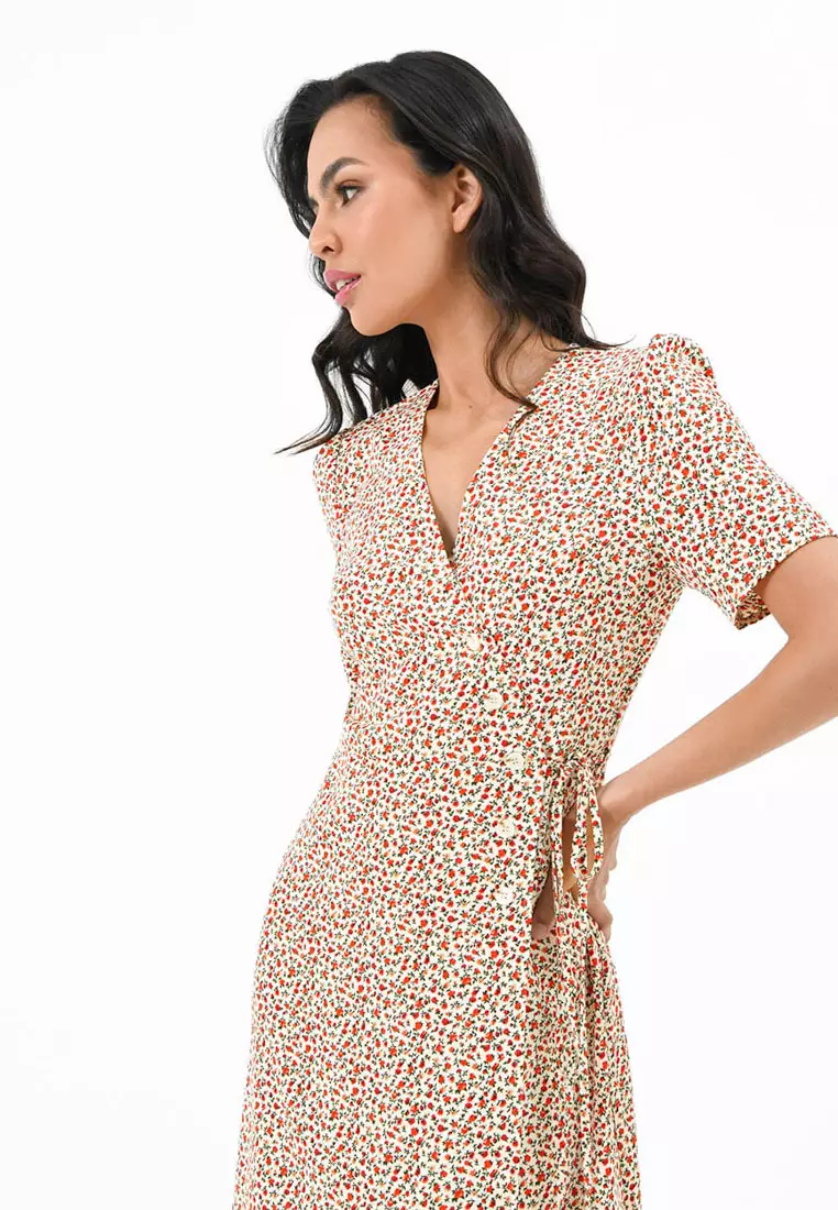 FORCAST FORCAST Marigold Floral Wrap Dress