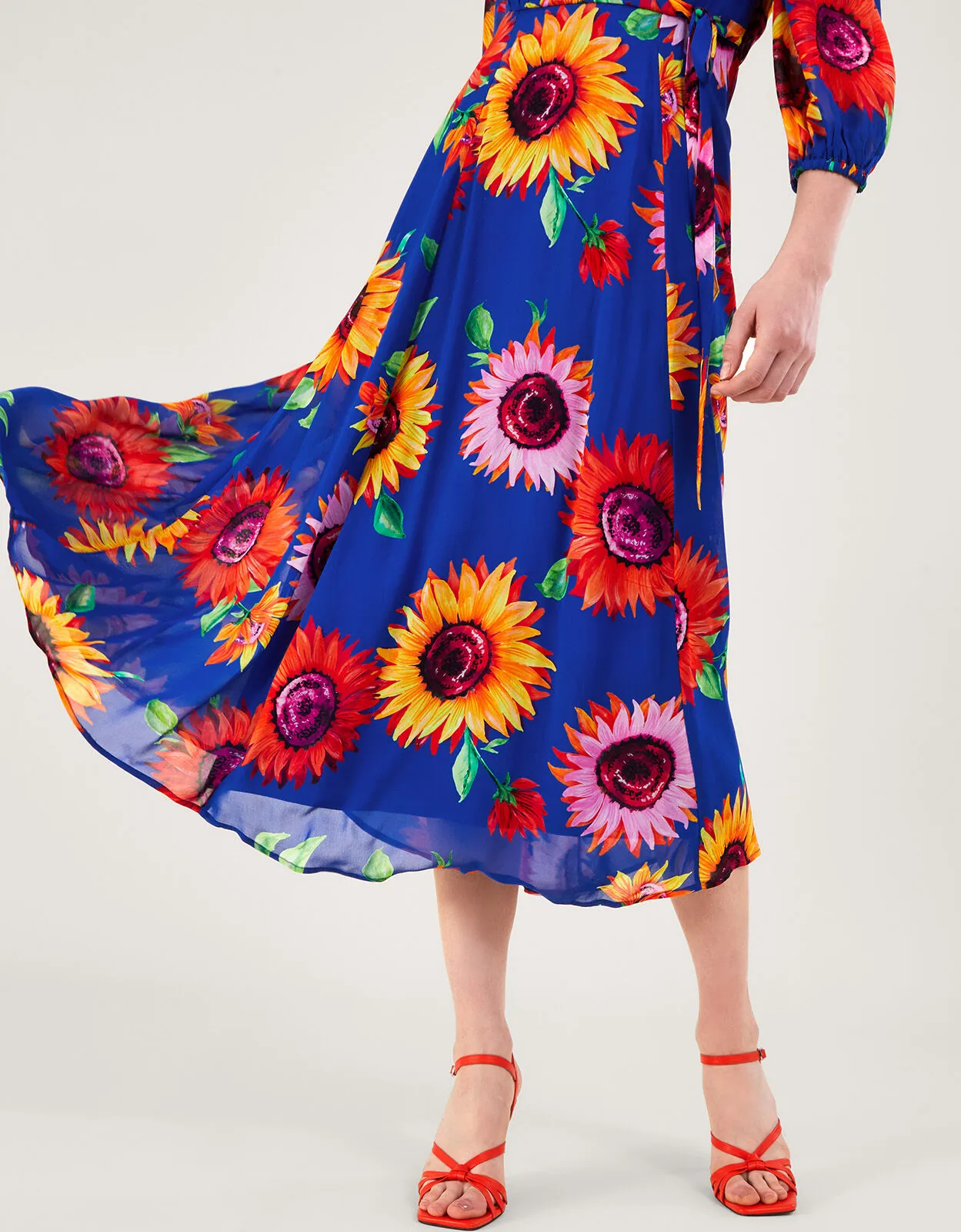 Francesca Floral Print Wrap Dress in Sustainable Viscose Blue