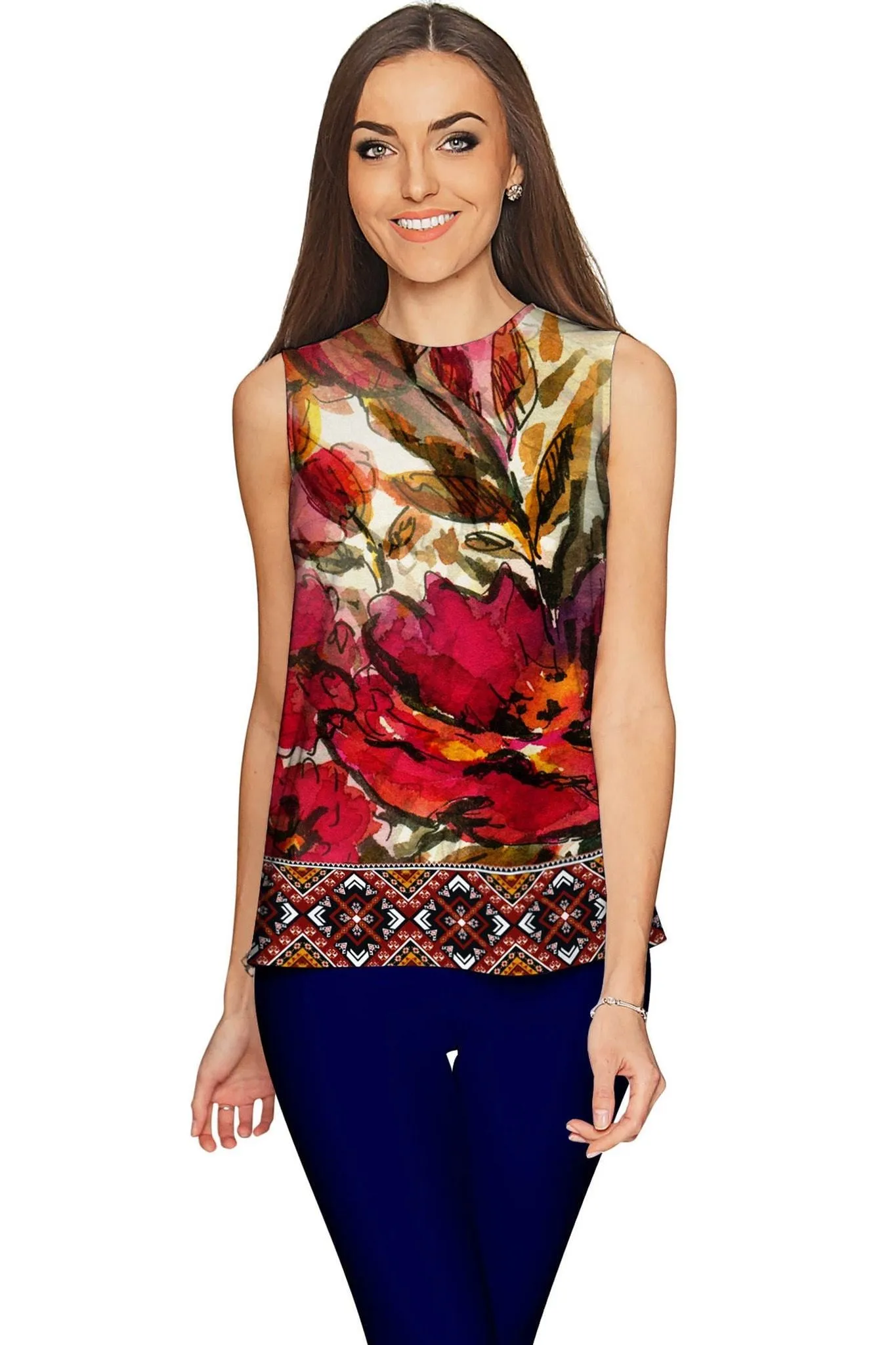 Free Spirit Emily Red Boho Sleeveless Party Top - Women