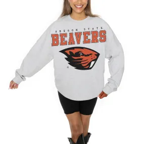 Gameday Couture Oregon State Beavers Women's Ash Big Goals Relaxed Fit French Terry Pullover Sweatshirt