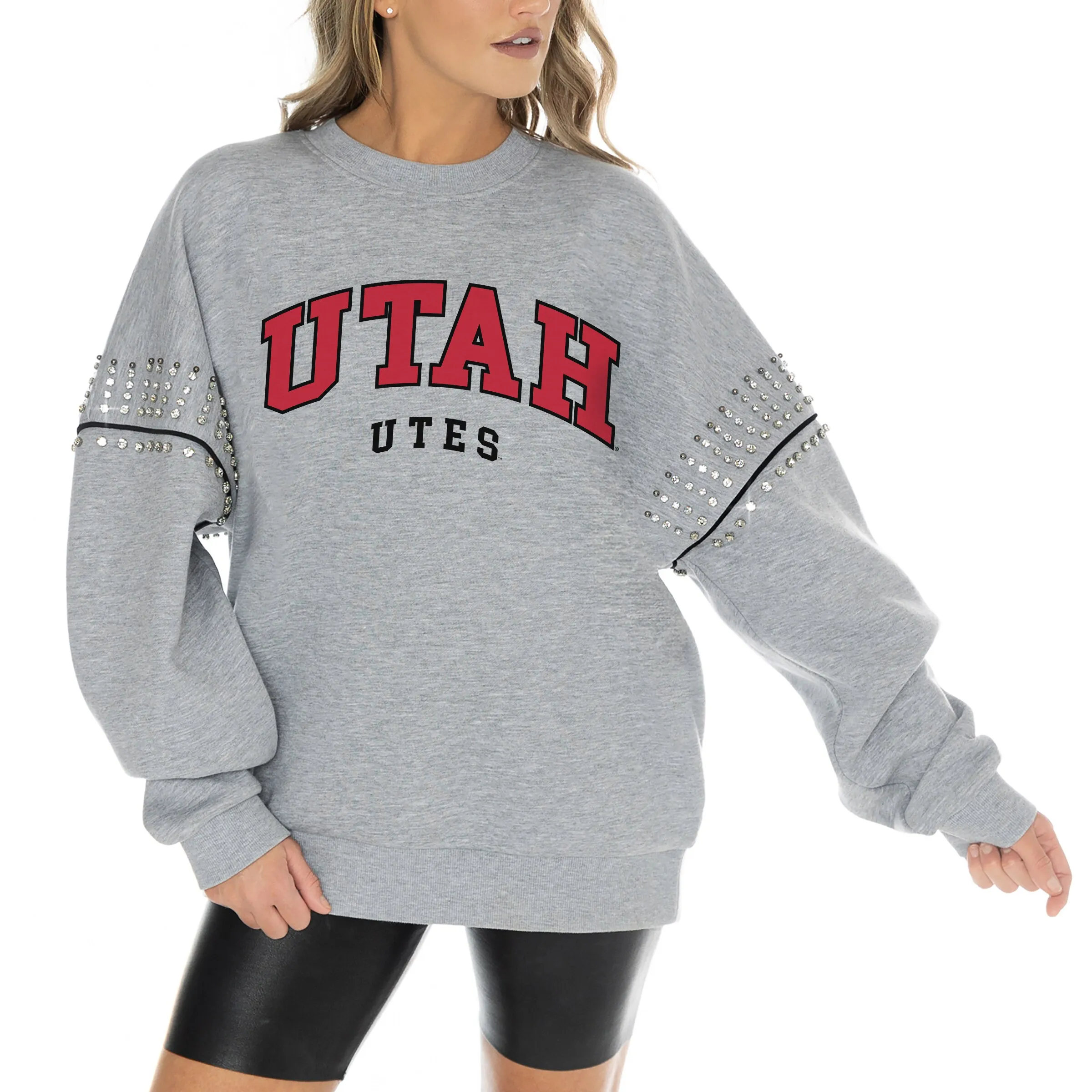 Gameday Couture Utah Utes Women's Heather Gray Competitive Edge Oversized Fleece Pullover Sweatshirt