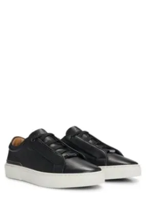 Gary grained-leather low-top trainers with branded metal lace loop